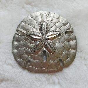 Vintage Silver Tone Sand Dollar Brooch